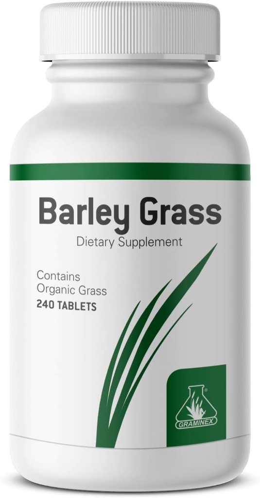 Graminex Barley Grass Tablets - Energy Boosting Green Nutritional Supplement - Antioxidant- Rich Superfood med Multivitamin, Minerals, Aminosyrer - 240 tabletter
