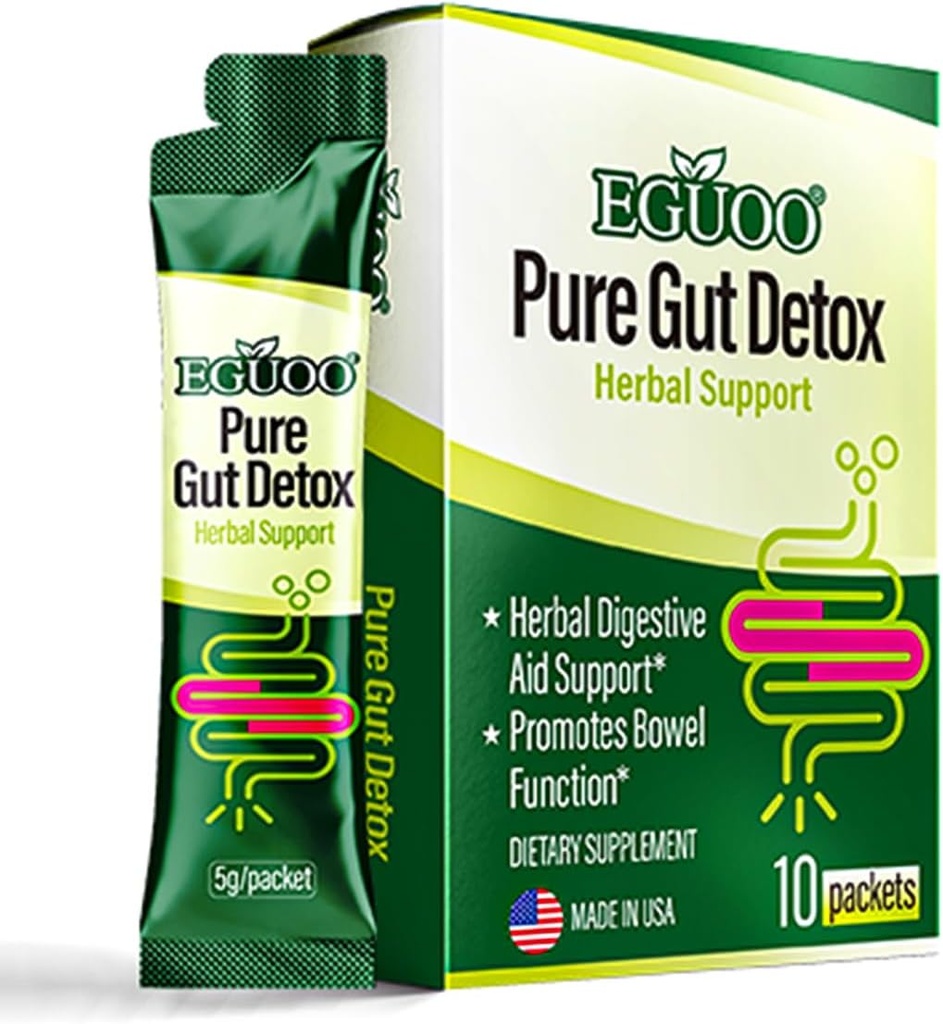 Pure Gut Detox - Colon Cleanser Detox Cleanse Gut Cleanse for kvinder Mænd med Senna, Cascara Sagrada, fordøjelsesenzymer, Probiotisk Blend og Prebiotic - Bloating og Forstoppelse Relief