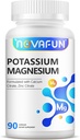 Kalium Magnesium supplement med Calcium Zink 1185mg, høj potens formel for ben kramper, ben & muskel sundhed, non-GMO, gluten fri, Vegan, 90 kapsler