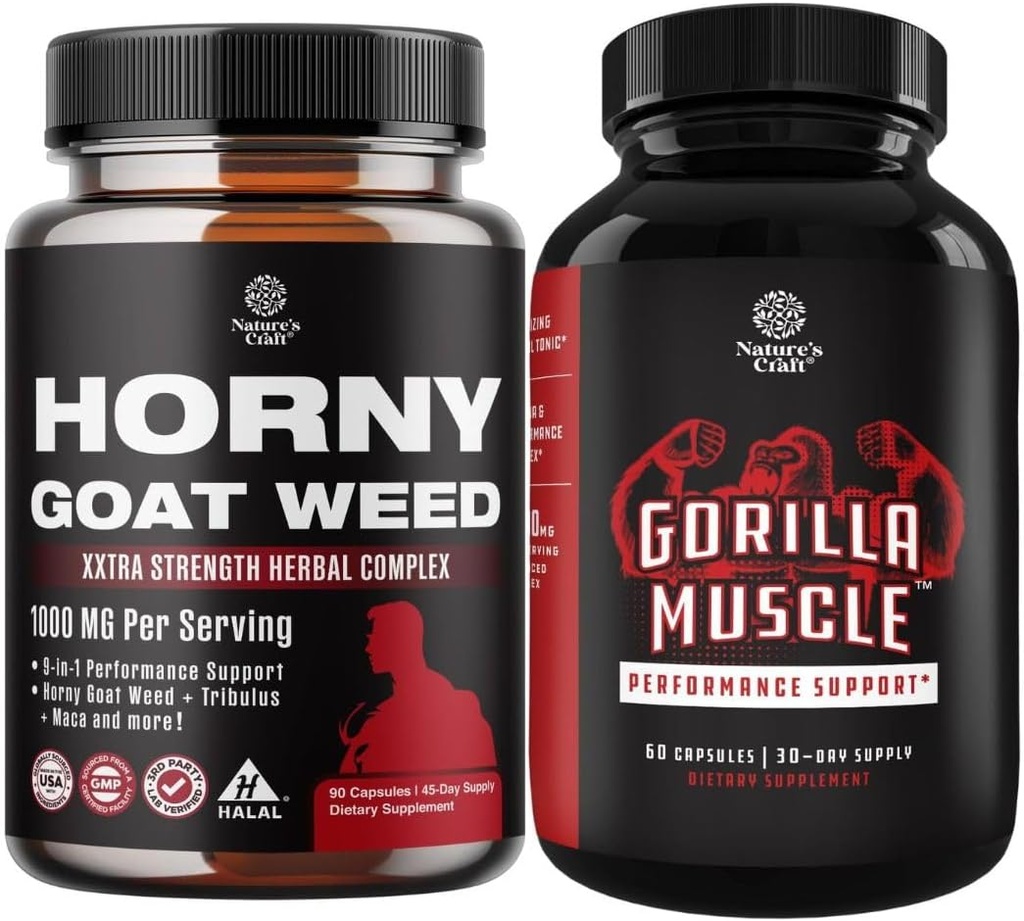 Bundle of Horny Geat Weed for Male Enhancement - Ekstra styrke Horny Geat Weed for mænd og ekstra styrke Testosteron Booster for mænd - Natural Testosteron Supplement