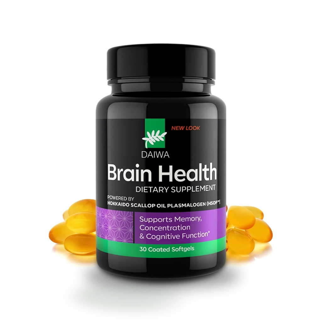 DAIWA Advanced Omega-3 Brain Supplement - Phospholipid Omega Formula with Hokkaido Scallop Oil Plasmalogen for Memory, Focus and Cognitive Wellness - 30 Softgels