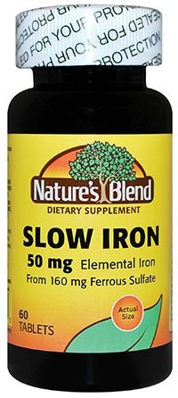 Nature's Blend Slow Iron 50mg, 60 Tablets Per Bottle (Pack of 4)