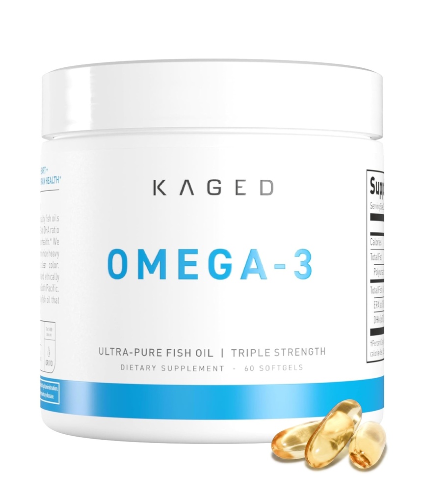 Cated Omega 3 Fish Oil Supplement, 3000mg Omega 3 Fedtsyrer med EPA & DHA, Ultra-Pure, Ingen Fish Burps, 60 Pills