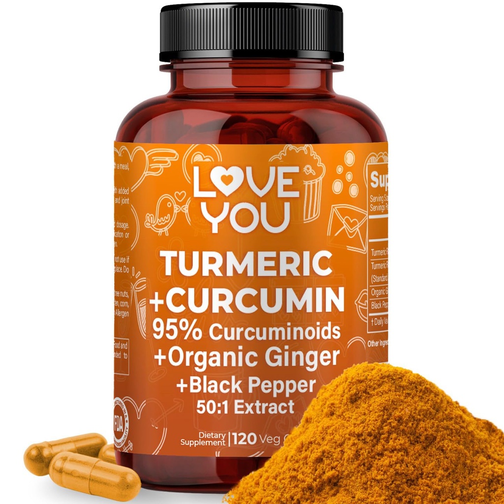 Turmeric Curcumin with Organic Ginger & BioPerine Black Pepper – 120 Vegan Capsules