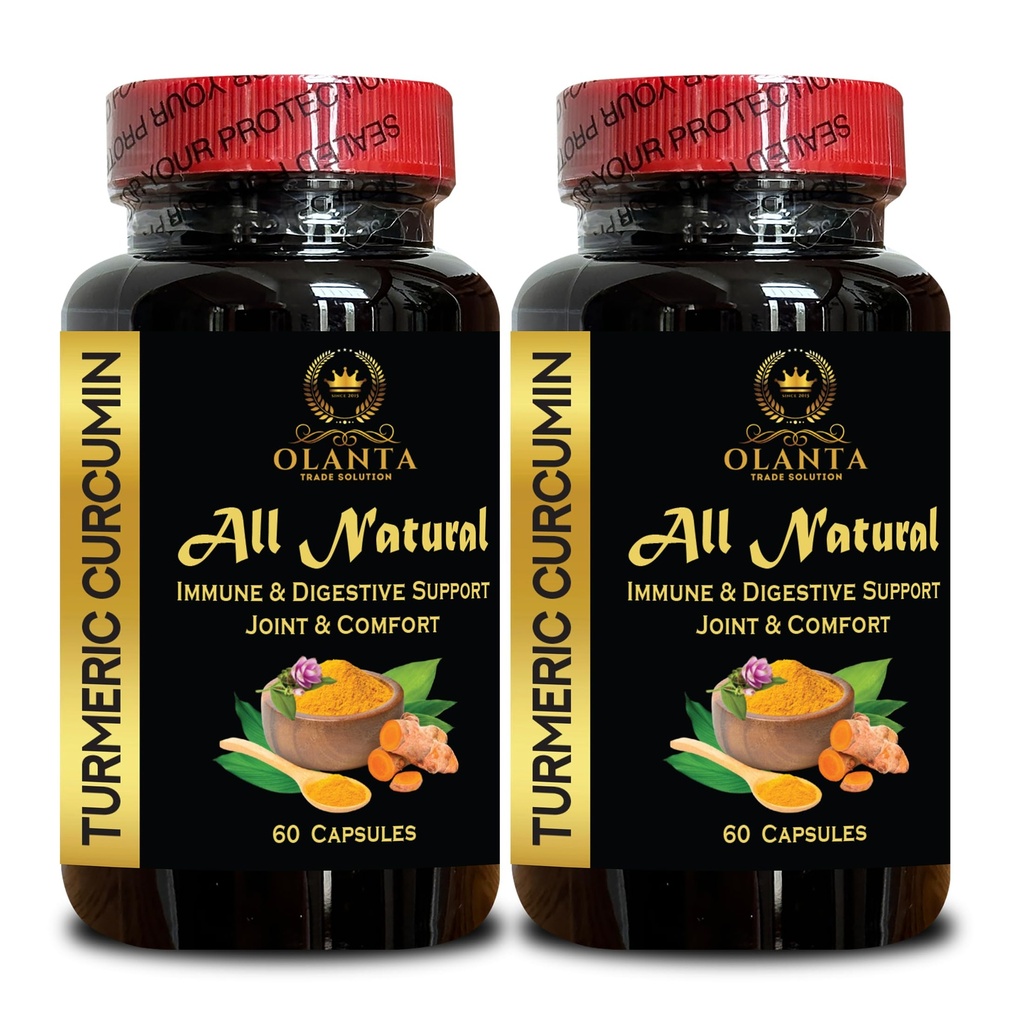 Turmeric Curcumin Diet - Natural Joint Comfort, Powerful Antioxidant Naturally, Natural Turmeric Curcumin for Daily Wellness - 2 Bottles 120 Capsules