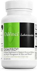 DAVINCI Labs DIMPro 75mg - Hjælper support Hormonal Balance, Østrogen Metabolisme & mere med DIM - Gluten- Free - 120 kapsler (120 Servere)