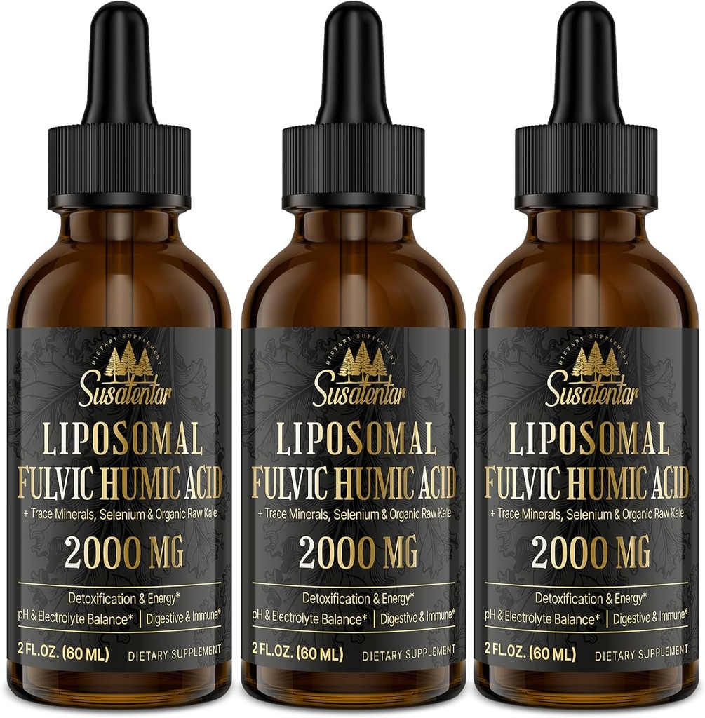 Trace Minerals Electrolytes Drops 2000 MG Myint 124; Liquid Liposomal Fulvic Humic Acid Supplement 124; 85 + Trace Minerals 6.1.124; Hydration 6.1.124; Afgiftning 6.1.124; Energi 6.1.124; pH Balance 6.1.124; Dissosticering 6.1.124; Immunitet 6.1.124; 6 Oz