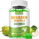 Sugar Free Soursop Graviola Gummies - Økologisk Soursop Blade & Frugtekstrakt - Fordøjelseshjælp, immunstøtte & antioxidant Egenskaber - 60 Æblefarvede Gummies