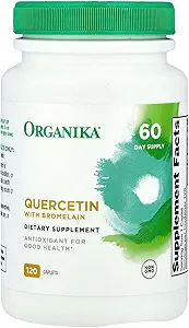 Organika Quercetin med bromelain Supplement (120 tabletter): High- Absorption bromelain Quercetin tillæg for forsvar, sæsonbetinget allergi, mobilitet, & Clear Airways