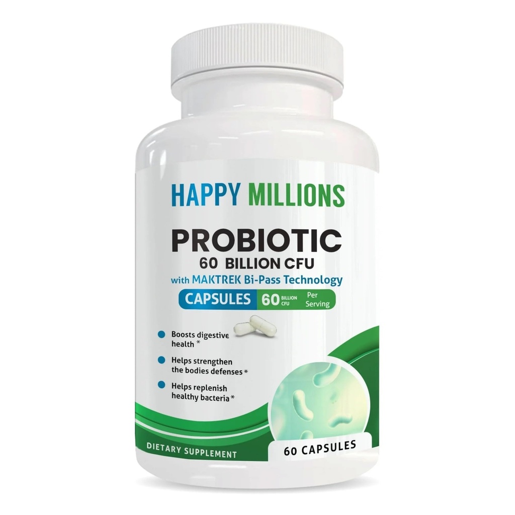 Probiotic Supplement – 60 Billion CFU for Gut & Immune Health – Probiotics for Men and Women with Lactobacillus & Bifidobacterium – Shelf Stable – 60 Capsules