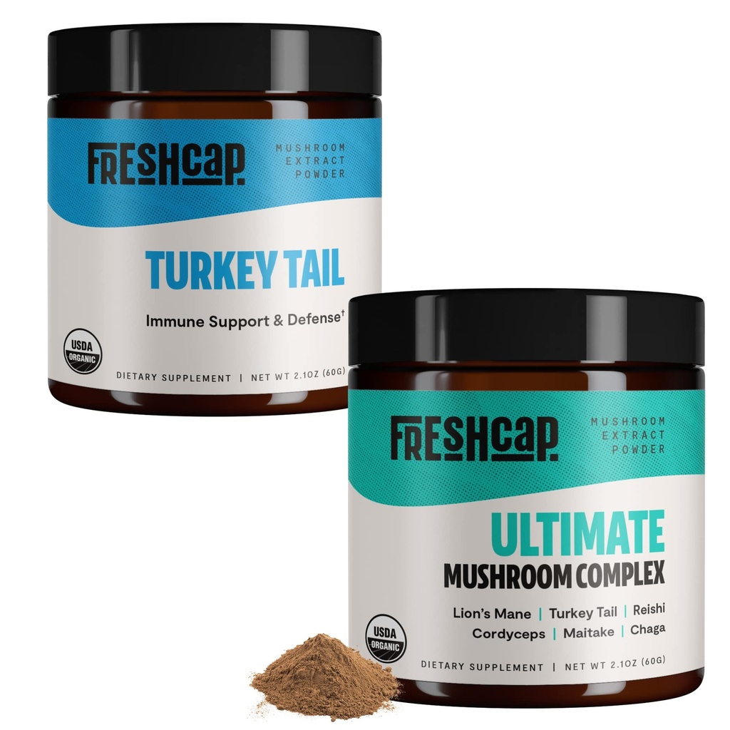 FreshCap svampe Immunity Bundle (Tyrkiet Hale pulver og ultimative champignon kompleks pulver)