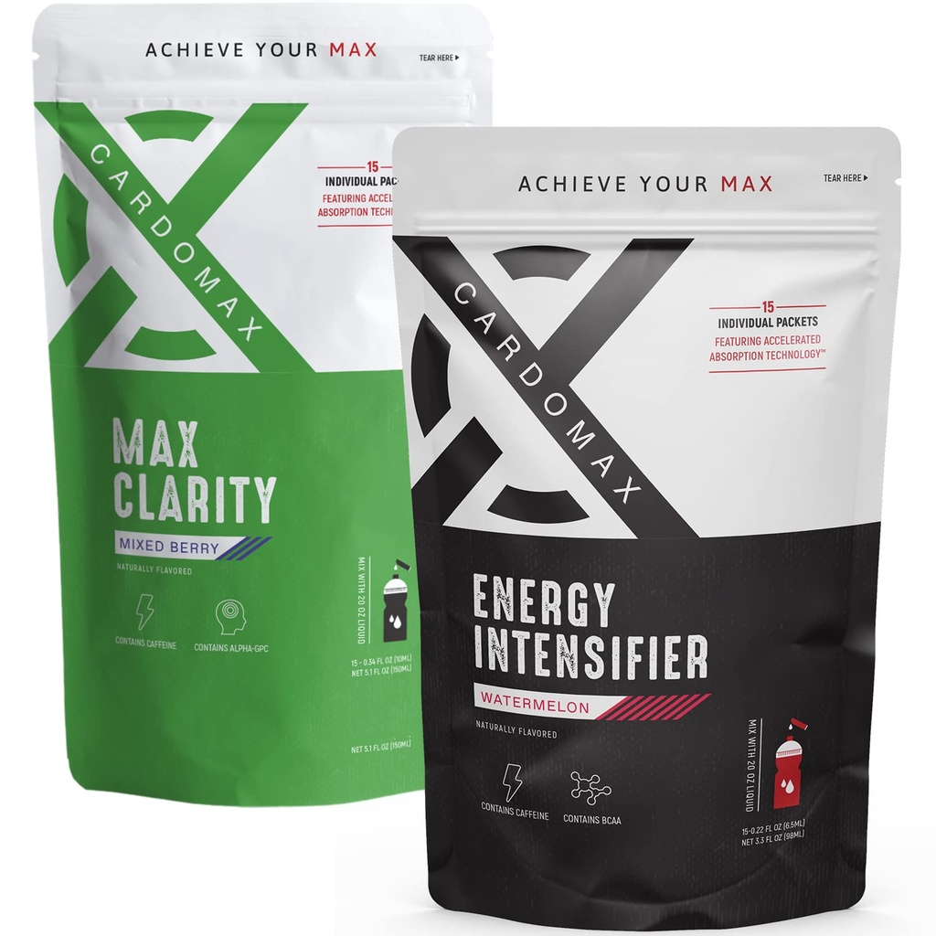 CardoMax Energy Intensifier & Max Clarity Bundle, Liquid Energy Boost and Mental Clarity Supplements 2pack