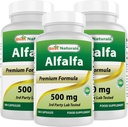 Bedste Naturals Alfalfa Green Super Food 500 mg 180 kapsler (180 greve (pakke med 3))