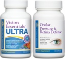 Premium Eye Health Bundle omfatter Vision Essentials ULTRA for Macular & Retinal Health, Eye Strain, Okulært tryk, tørre øjne, og Okulært tryk & Retina forsvar for yderligere sund intraokulær