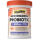 Vitalibre Akkermansia Muciniphila Probiotic 1 Billion TFU, w/Natural Prebiotic Inulin, Naturally Increases GLP-1, Healthy Digestion & Metabolism, Probiotic Supplement for Women & Men, 30 Capsules