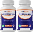 Vitamatic Akkermansia Muciniphila Gut Health - 60 DR Capsules (Delayed Released) - Made with Prebiotic Inulin Fiber - 2 Pack (120 DR Caps)