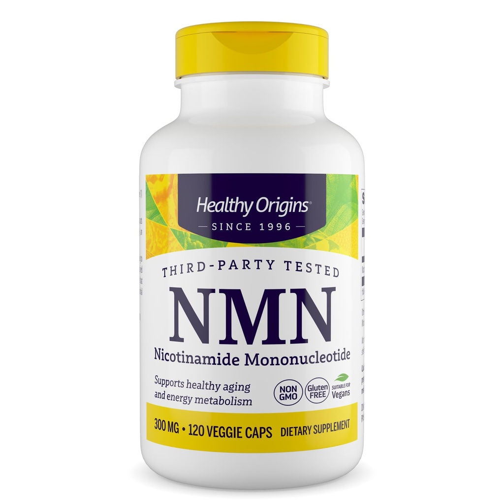 Healthy Origins NMN Nicotinamide Mononucleotide 300 mg – 120 Vegan Capsules – NAD+ Precursor for Cellular Energy & Healthy Aging Support – Third-Party Tested, Non-GMO Dietary Supplement