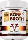 Solo Bone Broth Protein Collagen Powder Low Sodium, 16g Hydrolyzed Collagen Type I & III, for sund hud, negle, hår, Joints & fordøjelse, Græs Fed, 1 LB (Canister - Net Wt. 1 LB. Pulver)