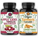 Angry Supplements Vegan Apple Cider Vinegar + Beet Root 60ct & Vegetarian Turmeric Curcumin 60ct- Plant Based Veggie Capsules for Men + Women (2pk-120ct)