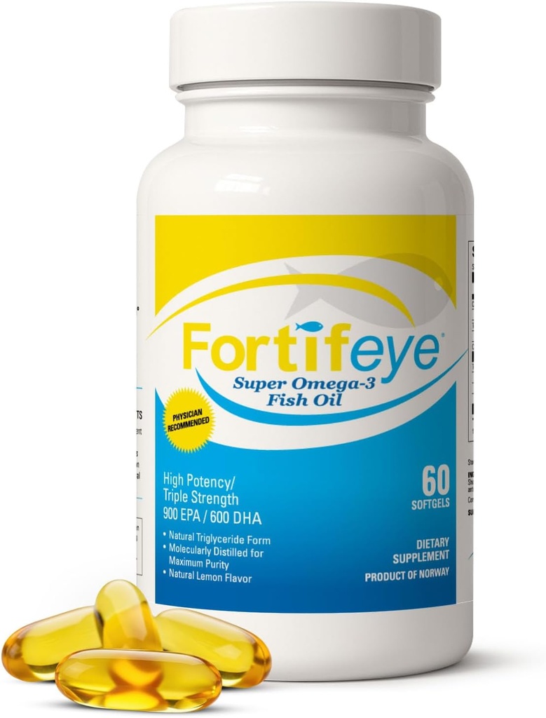 Omega 3 Fiskeolie 60Count 1600 mg Made in Norge - High Potence Fish Oil Omega 3 Kosttilskud Triglycerid Form med EPA og DHA Kosttilskud til kvinder og mænd Ingen Fishy Efter Smag Natural Lemon Flavor