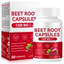 Organic Beet Root Capsules 1300mg Powder Aids Healthy Circulation & Vitality, Non-GMO, Gluten-Free, for Enhanced Energy, Stamina, 60 Capsules (1)