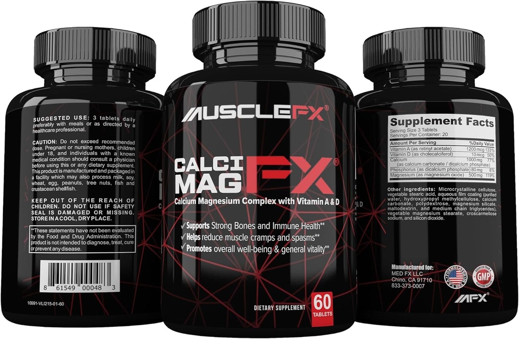 Calcimag FX - Calcium, Magnesium med vitamin A & D supplement til mænd og kvinder - ben, immunforsvar og øje supplement - non-GMO - Made in USA