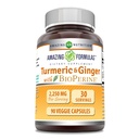 Amazing Formulas Gurkemeje Curcumin & Ingefær med BioPerine Supplementet 124; 2250 Mg