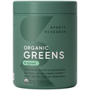 Sports Research ® Organic Green Superfood Powder w / Spirulina & Chlorella, Adaptogens, Enzymes, Probiotika & 8 VIT B for Gut & Mood Support * - Vegan, Sugar- Free & Low- Cal Original 20 Servere