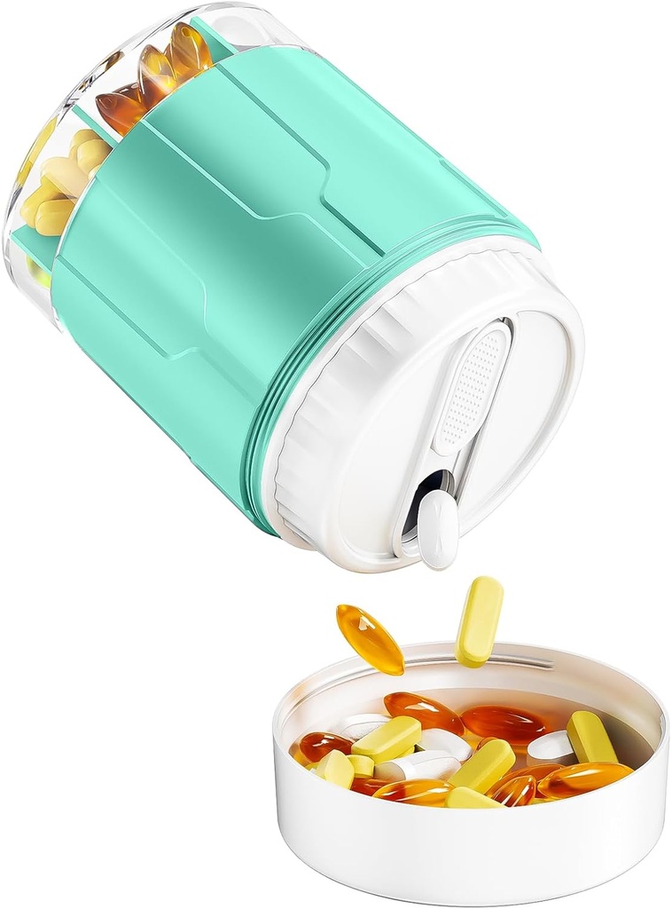 Odaro Ekstra Stor Pill Organizer, Rejse Pill Box Organizer, Daglig Medicin Organizer og Opbevaring 7 Segment til at holde medicin, Vitamin og tillæg - Cyan