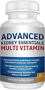Advanced Nyre Essentials Multivitamin. Nyresupport supplement til komplet nyresundhed. Nyretilskud med Nyrevitaminer 90 Caps