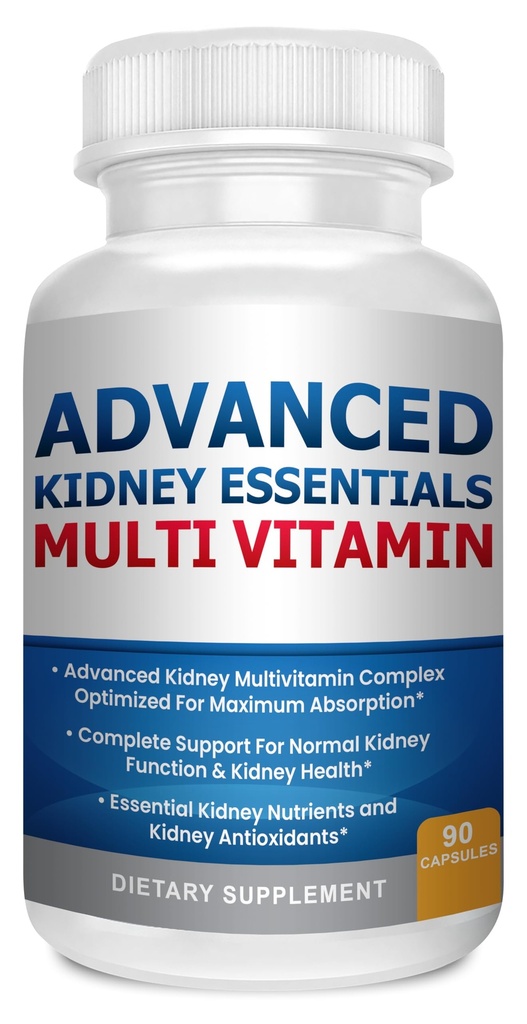 Advanced Nyre Essentials Multivitamin. Nyresupport supplement til komplet nyresundhed. Nyretilskud med Nyrevitaminer 90 Caps