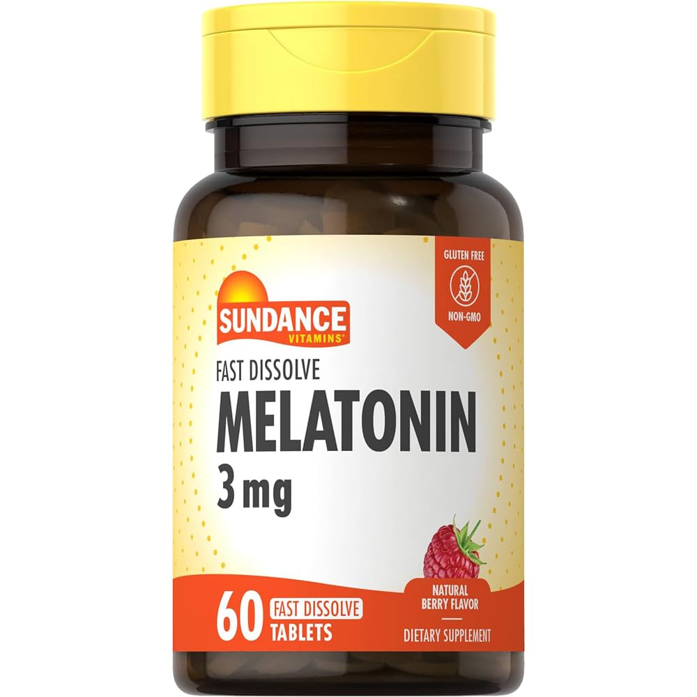 Sundance Vitamins Melatonin 3 mg Natural Berry Flavor - 60 Tablets, Pack of 3
