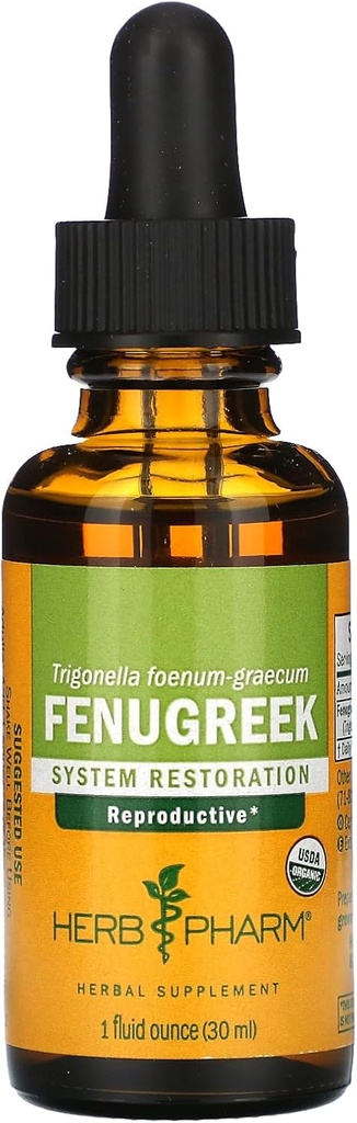 Herb Pharm Certified Organic Fenugreek Liquid Extract for Woman Reproductive Support - 1 Ounce (DFENU01)
