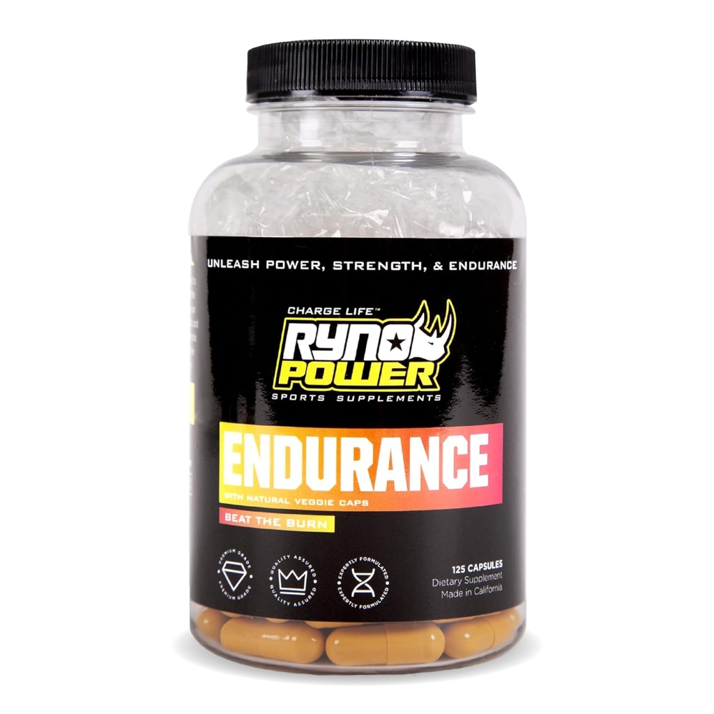 Ryno Power Endurance Capsules - Workout Harder and Longer - Reduce Lactic Acid Build-Up and Deliver More Oxygen to Your Muscles