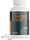 Bronson Vitamin K2 MK- 7 200mcg Ekstra Styrke, 250 Vegetariske tabletter