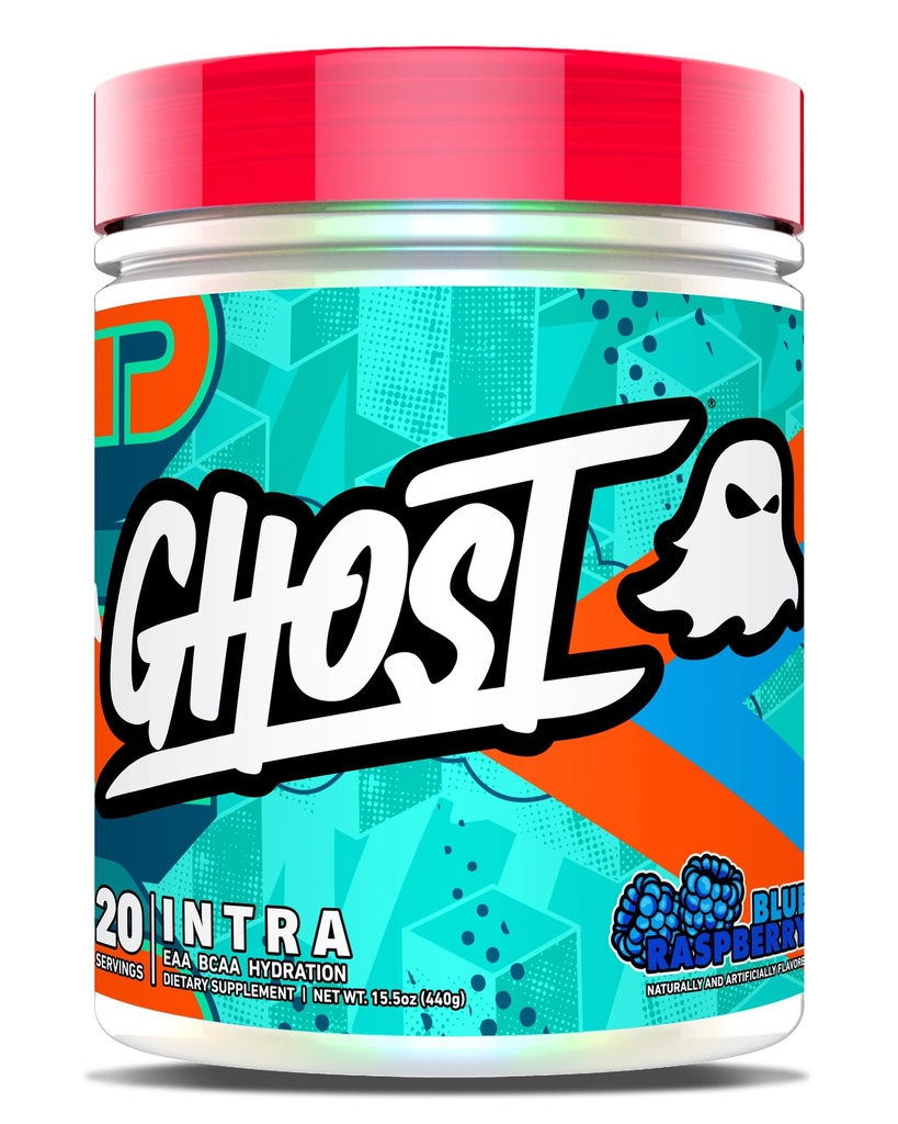 GHOST Intra Workout Powder, Blå Hindbær - BCAA, & EAA, Nootropics & Hydration - Essential & Branch Chain Aminosyrer, Understøtter Muscle Recovery & Focus - Pre, Intra & Post Workout Powders