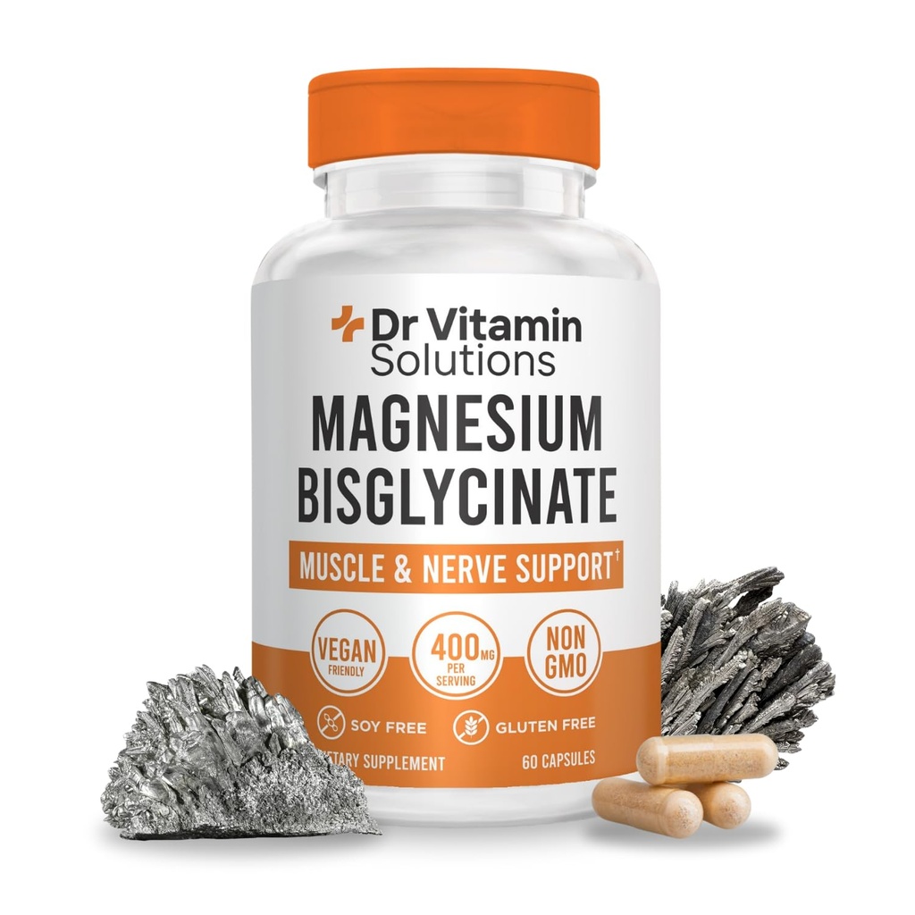 Magnesium Glycinate 400mg (Buffered Magnesium Bisglycinate Chelate) | Albion® Chelated Magnesium for Muscle & Nerve Support + Calm | High Absorption, Gentle on Stomach | Non-GMO, 60 Vegan Capsules