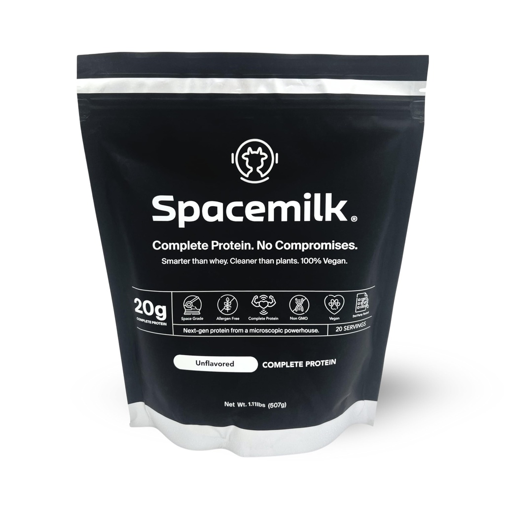 Spacemilk Unflavored Vegan Protein Powder, Pure One Ingredient, 20g Complete Protein, PDCAAS 1.0, Zero Sugar, Allergen-Free, Dairy-Free, Gluten-Free, Non-GMO, No Bloating, 20 Servings (1.12 lbs)