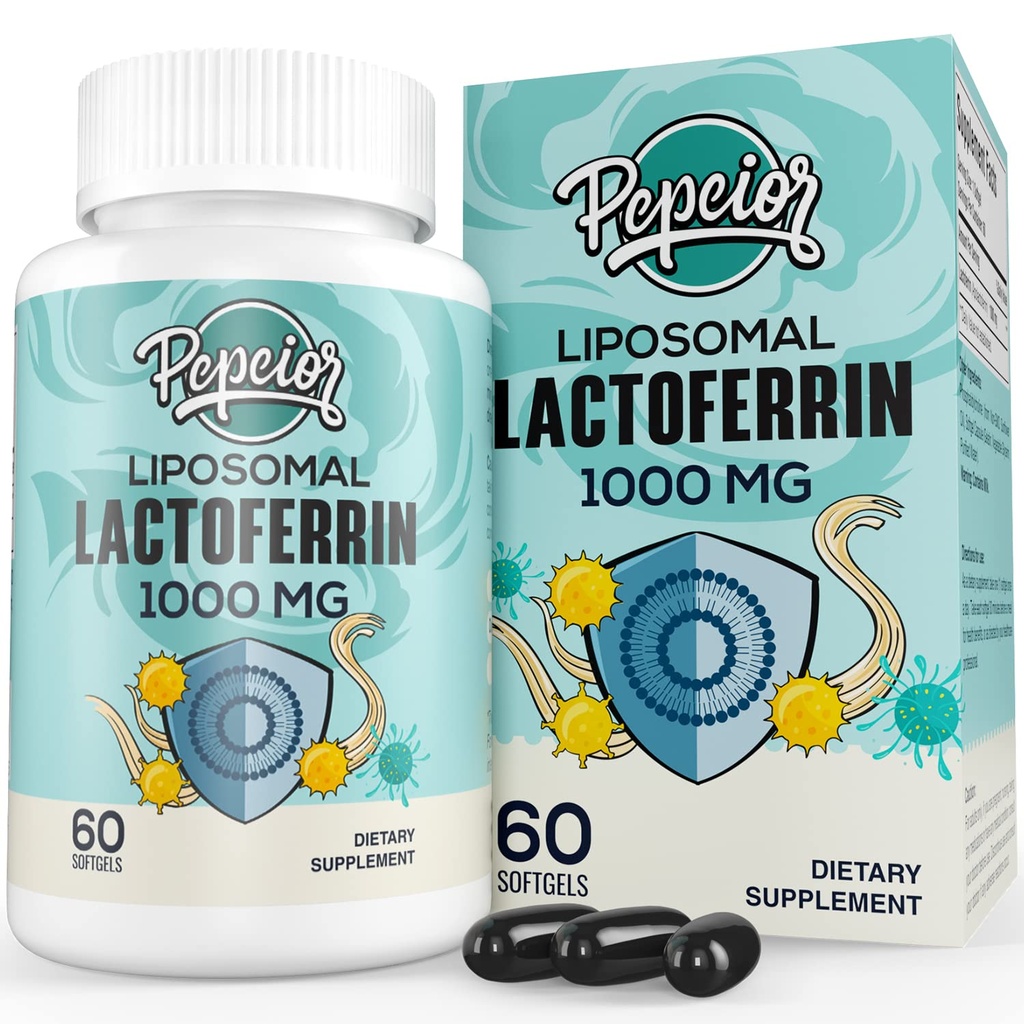 Liposomal Bovine Lactoferrin 1000 mg - Højere Absorption - til Iron Absorption & immunfunktion Lactoferrin Kosttilskud til voksne, 60 Softgels
