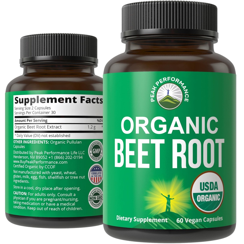 USDA Organic Beet Root Vegan Capsules. Beets Juice Powder Super Food Pills 1200 mg. Nitrooxide Energy Boosting Beetroot Extract Kapsler. Polyphenoltilskud til kvinder og mænd