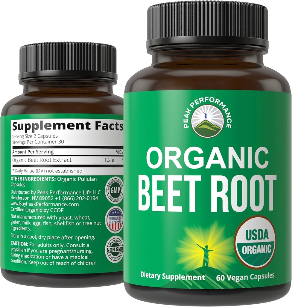 USDA Organic Beet Root Vegan Capsules. Beets Juice Powder Super Food Pills 1200 mg. Nitrooxide Energy Boosting Beetroot Extract Kapsler. Polyphenoltilskud til kvinder og mænd