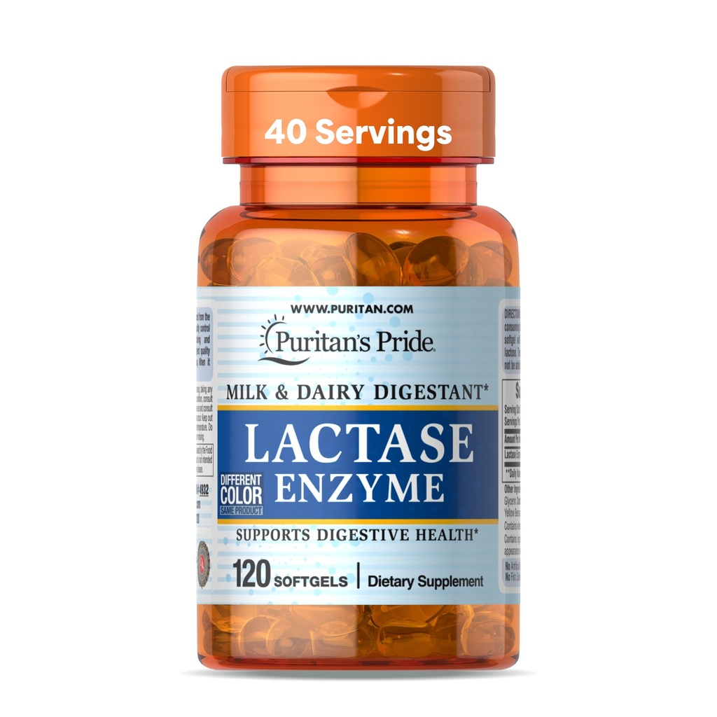 Puritans Pride Lactase Enzyme, Mælk og Dairy Digitant, Kosttilskud Support til fordampning, og Cellular Energy Support, 40 Day Supply, 120 Softgels