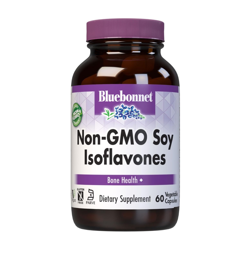 Bluebonnet Non-GMO Soja Isoflavoner, Knoglesundhed *, Vegan, Kosher Parve, Gluten- Free, 60 Vegetabilske kapsler, 60 Servering