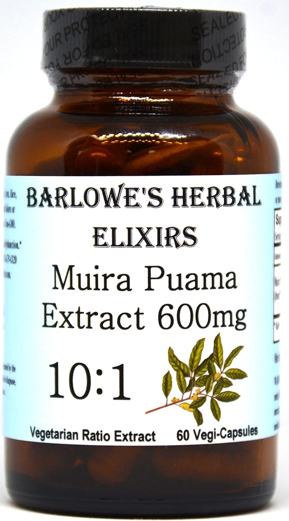 Barlowe 's Herbal Elixirs Muira Puama 10: 1 Uddrag 124; 600mg Per Capsule
