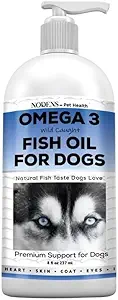 Nodens Natural Fish Oil for Dogs 100% Pure Omega 3 Fish Oil Liquid Dog Skin & Coat Supplement, Reducere afføring og kløe. Omega 3 Fedtsyrer EPA & DHA til hunde, immunforsvar og fordøjelse