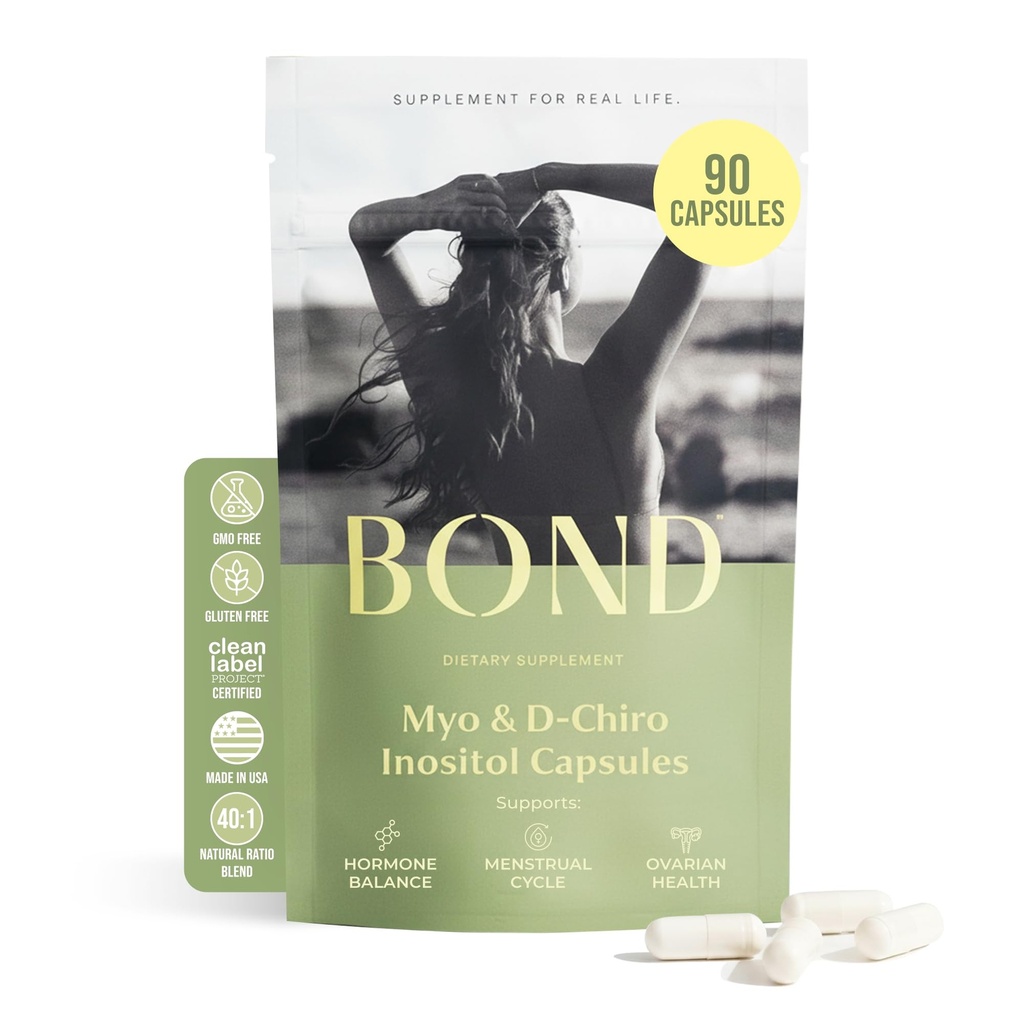BOND Myo- Inositol & D- Chiro Inositol Supplement for kvinder Note 124; Understøtter Hormone Balance, sund ovulation & regelmæssige cykler - 40: 1 Ratio