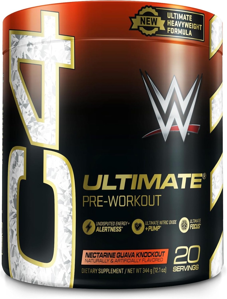 Cellucor C4 Ultimate x WWE Pre Workout Powder Nectarine Guava Knockout - Sugar Free Preworkout Energy Supplement for mænd og kvinder - 300mg koffein + 3,2g Beta Alanine + Patenterede Creatines - 20 Servering