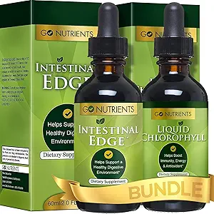 Go Nutrients Intestinal Edge + Liquid Drops Supplement Chlorophyll - Effektiv Detox, Cleanse & Energy Combos 124; Ingen GMO 'er Buddy 124; Ingen konserveringsmidler
