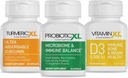 TrioXL - 3 kraftfulde kosttilskud, der fremmer et stærkt immunsystem, omfatter TumericXL, VitaminXL D3 & ProbioticXL, Gluten- Free immunbooster, 3- 30 greve