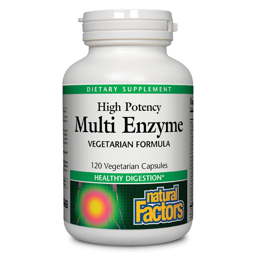 Natural Factors, High Potency Multi Enzyme Vegetarian Formula, Plant-Based Digestive Aid, 120 Capsules